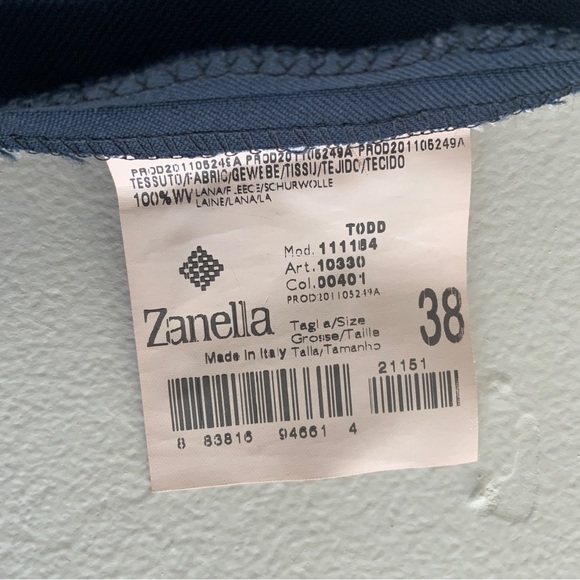Zanella Todd Flat Front Luxury 120's Wool Serge Pant Navy Men’s Size 38 x 32 US - Picture 13 of 16
